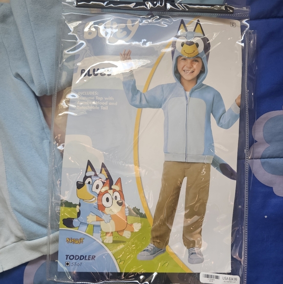 Bluey Costume Hoodie Top With Tail - Picture 1 of 10